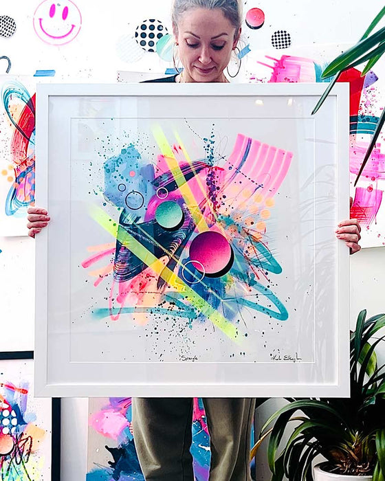 SPANGLE FRAMED ORIGINAL - Colourful Mixed Media Abstract Artwork