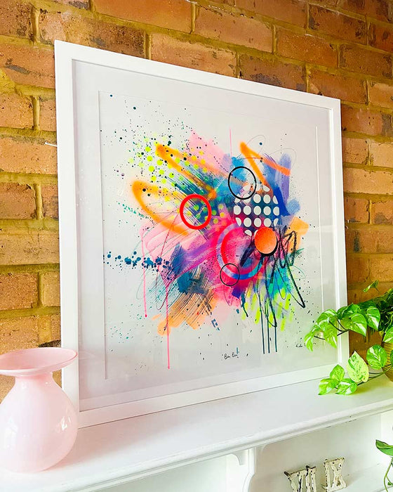 BON BON FRAMED ORIGINAL  - Colourful Mixed-Media Abstract Artwork