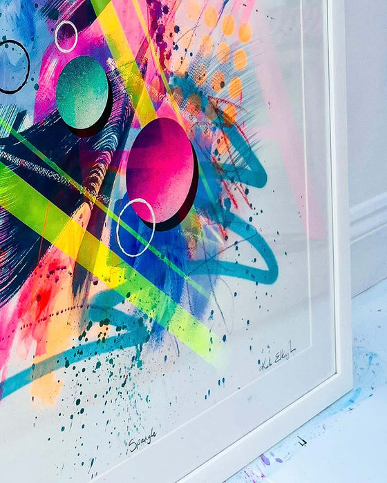 SPANGLE FRAMED ORIGINAL - Colourful Mixed Media Abstract Artwork