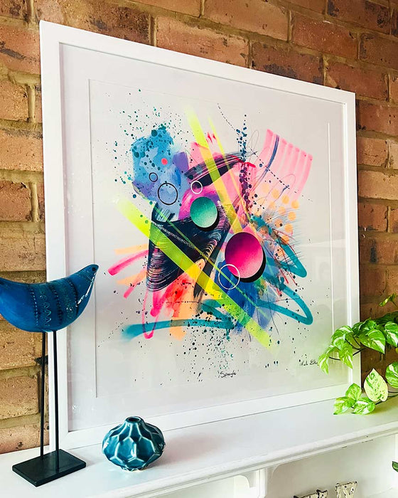 SPANGLE FRAMED ORIGINAL - Colourful Mixed Media Abstract Artwork