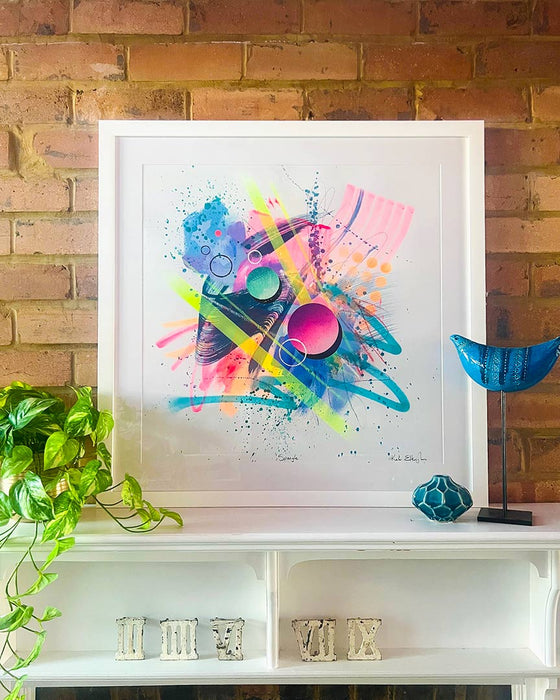 SPANGLE FRAMED ORIGINAL - Colourful Mixed Media Abstract Artwork