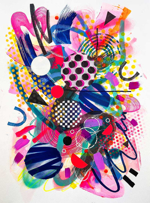 SWEET FRAMED ORIGINAL - Colourful Mixed-Media Abstract Artwork
