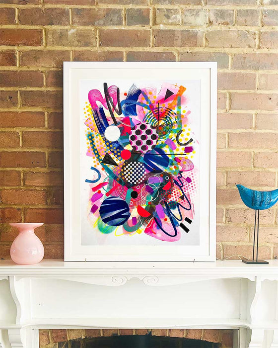 SWEET FRAMED ORIGINAL - Colourful Mixed-Media Abstract Artwork